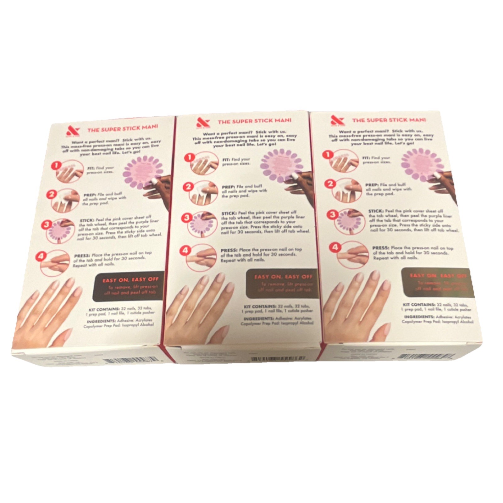 Olive & June Super Stick Press-On Nails Holiday, French Chrome, Short Round