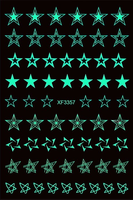 12 Sheets Stripe Stars Nail Art Stickers Decals Supply Self-Adhesive XF3357 NH21