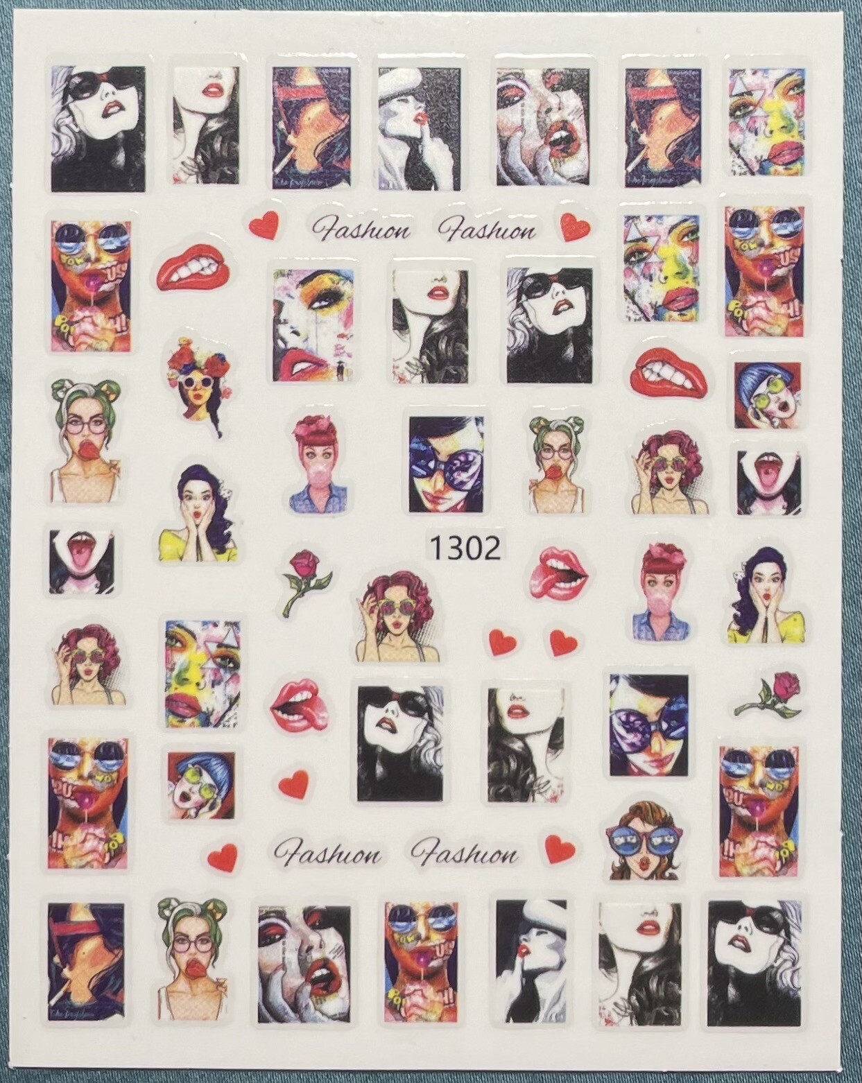 Nail Stickers Art Decal DIY Design 3D Waterproof Face Heart Fashion 1302