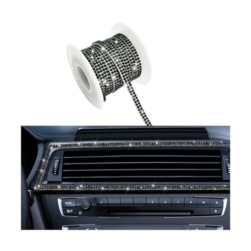 Bling Car Trim Self Adhesive Strip, 16.4Ft Crystal Rhinestone Vehicle Black