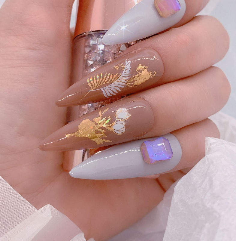3D Nail Art Decals Stickers Daisy Flower Leaf English Letters Adhesive DIY NS2