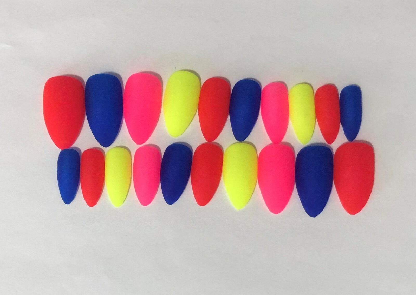 Neon Rainbow Glow in the Dark press on nail set- (Set of 20 sizes 0-9)