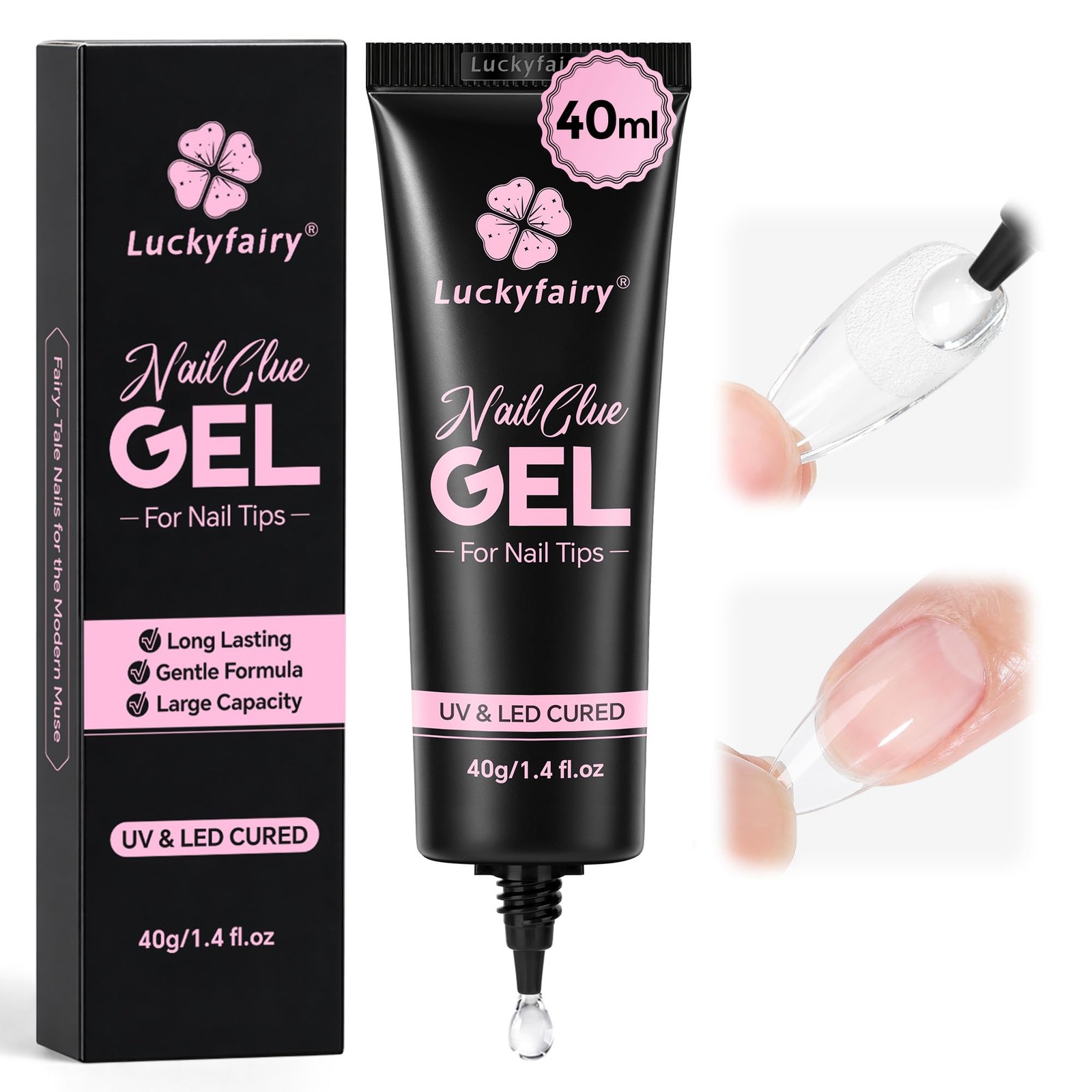 40ml Nail Glue for Nail Tips Solid Nail Glue Gel, Cured Needed, Easy Soak Off…