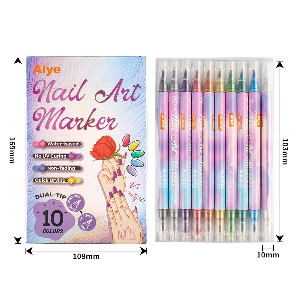 Nail Art Marker Pens Set with Vibrant Colors DIY Patterns for Professional JQ