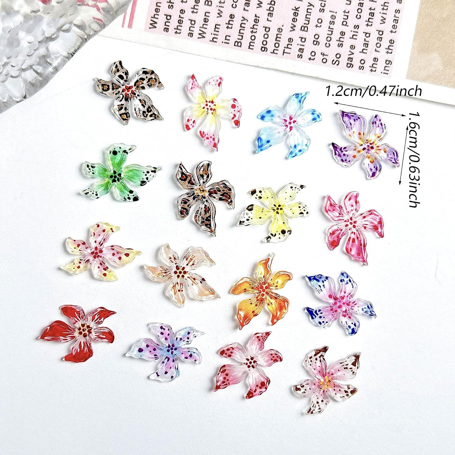 50Pcs Flower Nail Art Charms 3D Resin Hawaii Nail Art Supplies Hibiscus Floral N