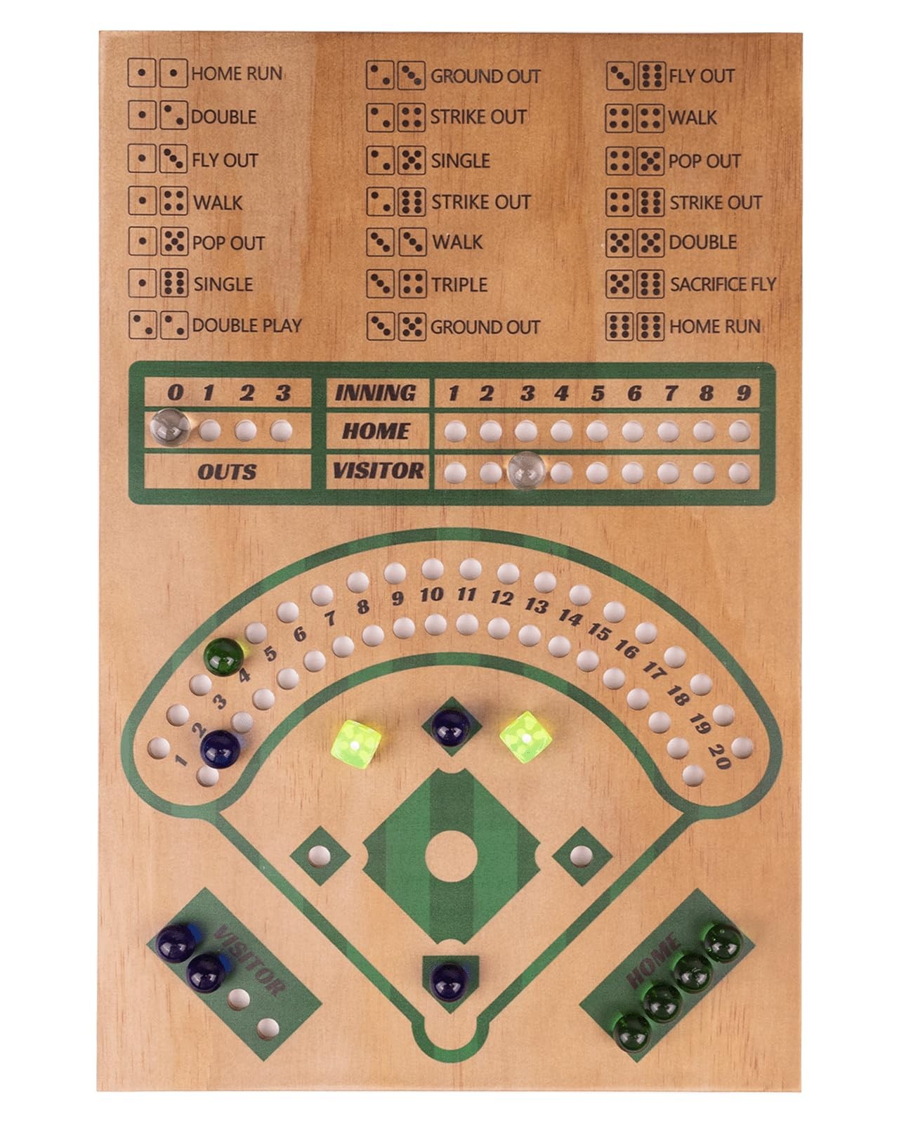 WodGod Baseball Board 15 Inches X 10 Inches, Green, White, Blue, Yellow, Red