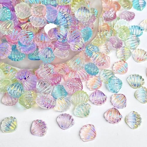 200Pcs Summer Ocean Seashell Nails Charms 3D Resin Shell Nail Art Rhinestones