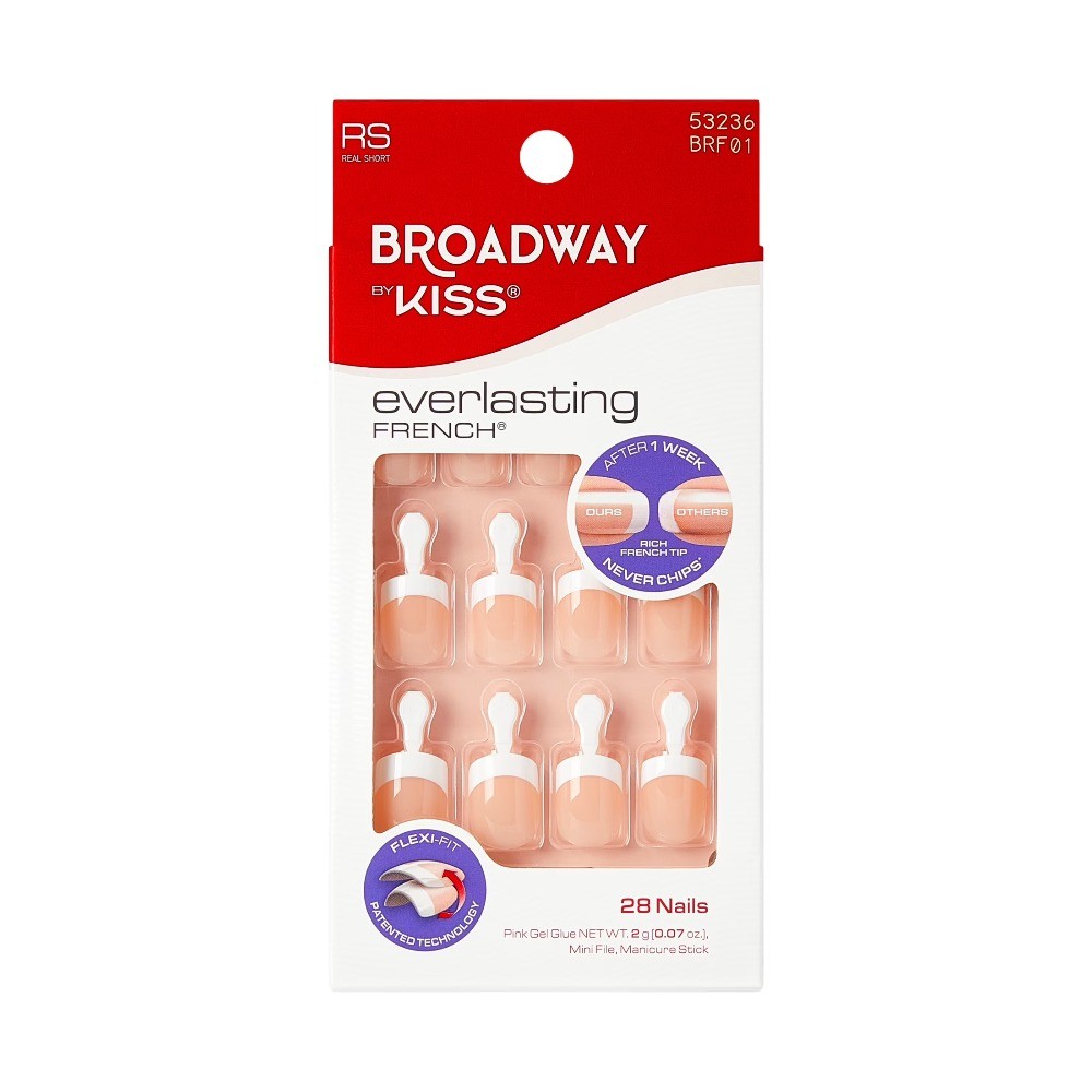 (4 pack) French Tip Press On Nails, ‘Endless’, White, Short Squoval, 28 Count