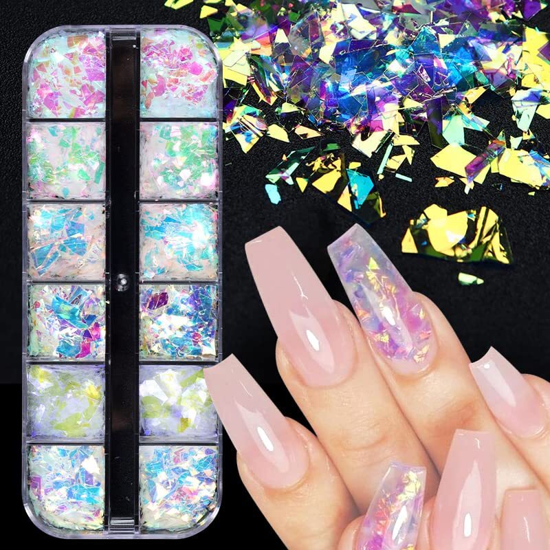 24 Colors Nail Art Glitter Sequins, Mermaid Flake Nail Glitter Sequins,