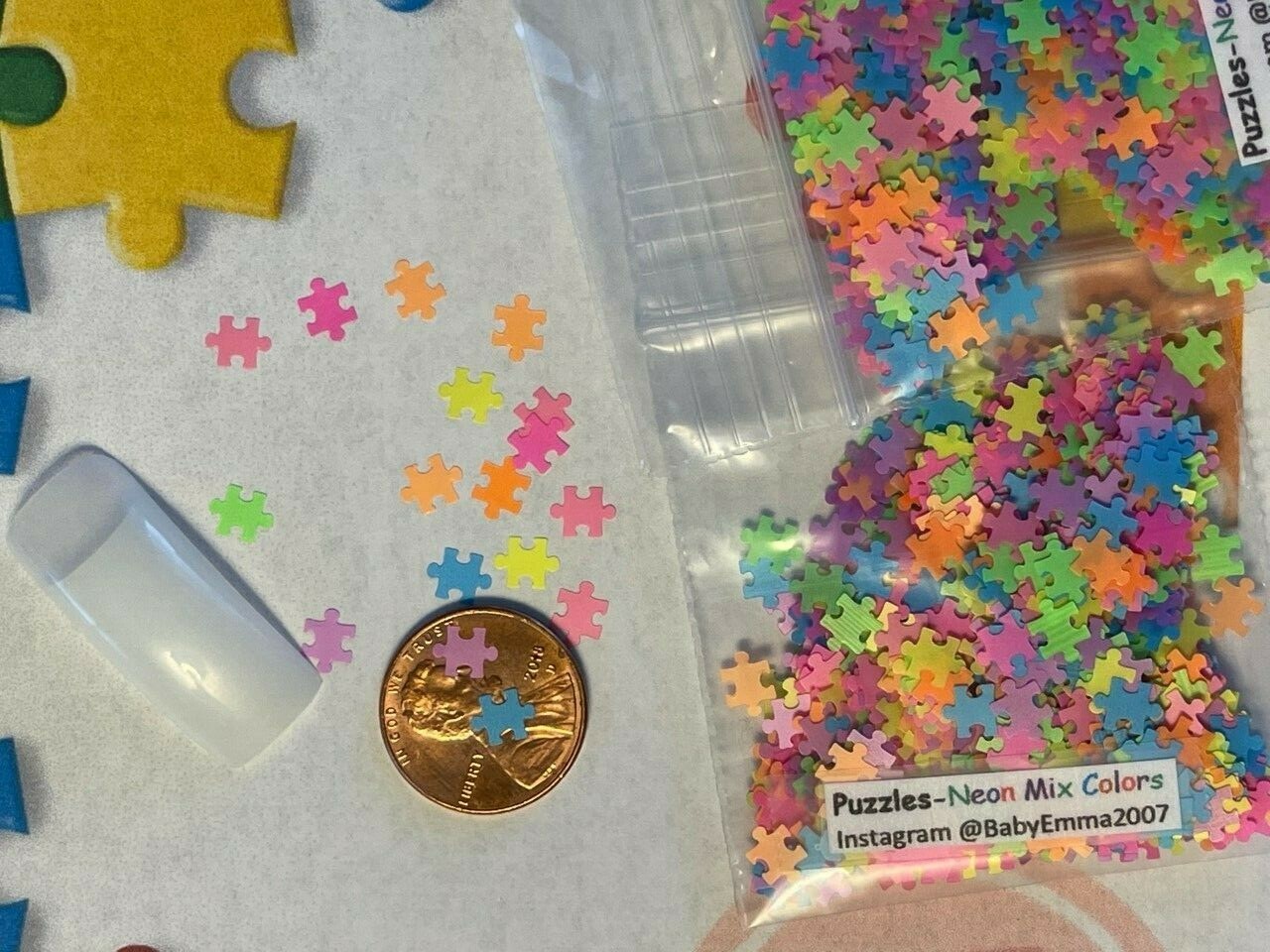 Solvent Resistant Puzzles Shaped (Neon Mixed) 5mm Glitter-Nail Art Acrylic Gel
