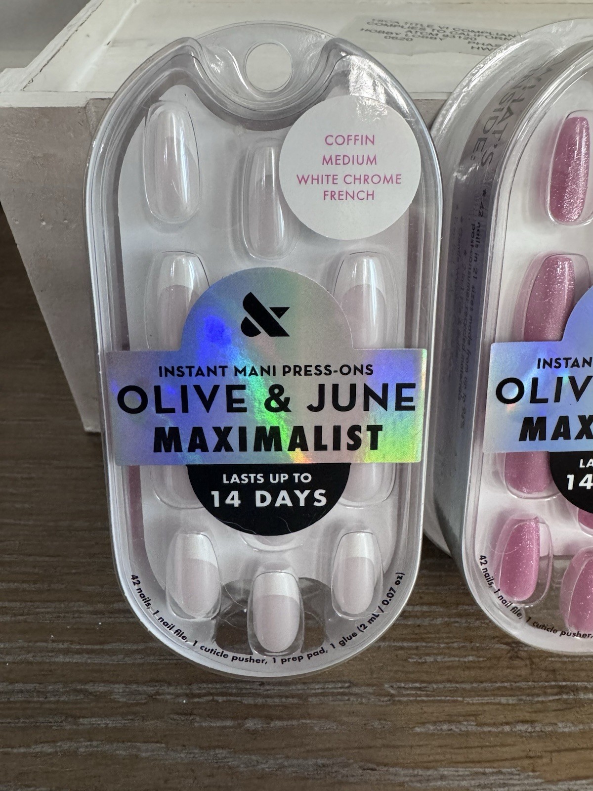 Olive & June Press On Nails Bundle 3 Pack Maximalist White Chrome & Rose Velvet