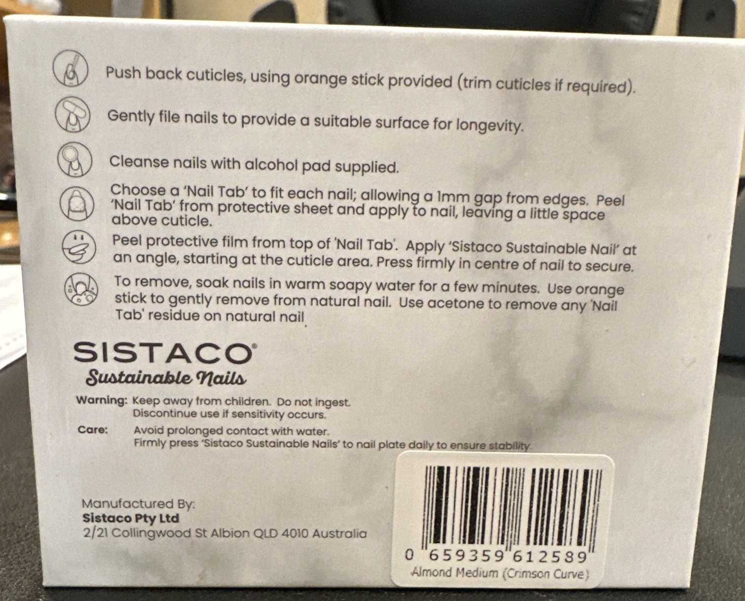 Sistaco Unreleased Sustainable Press On Nails Crimson Curve Almond Medium New