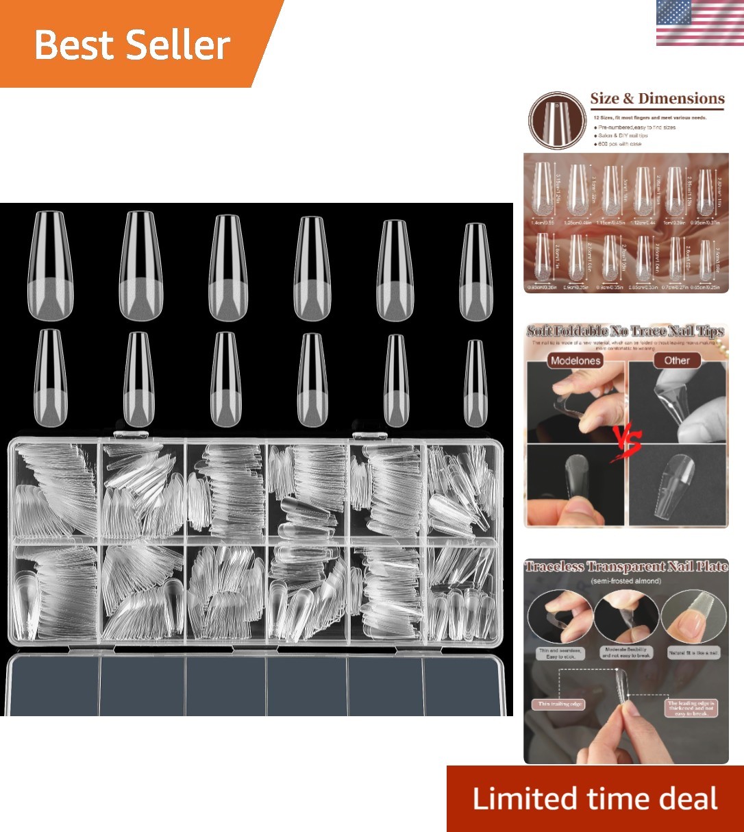 Creative 600 Pcs Long Coffin Nail Tips – Perfect for DIY Nail Extensions