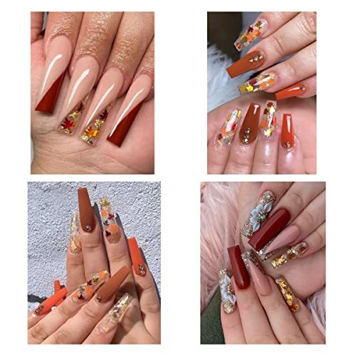 Maple Leaf Nail Glitter Sequins 3D Holographic Fall Leaves Nail Art Flakes 6 B