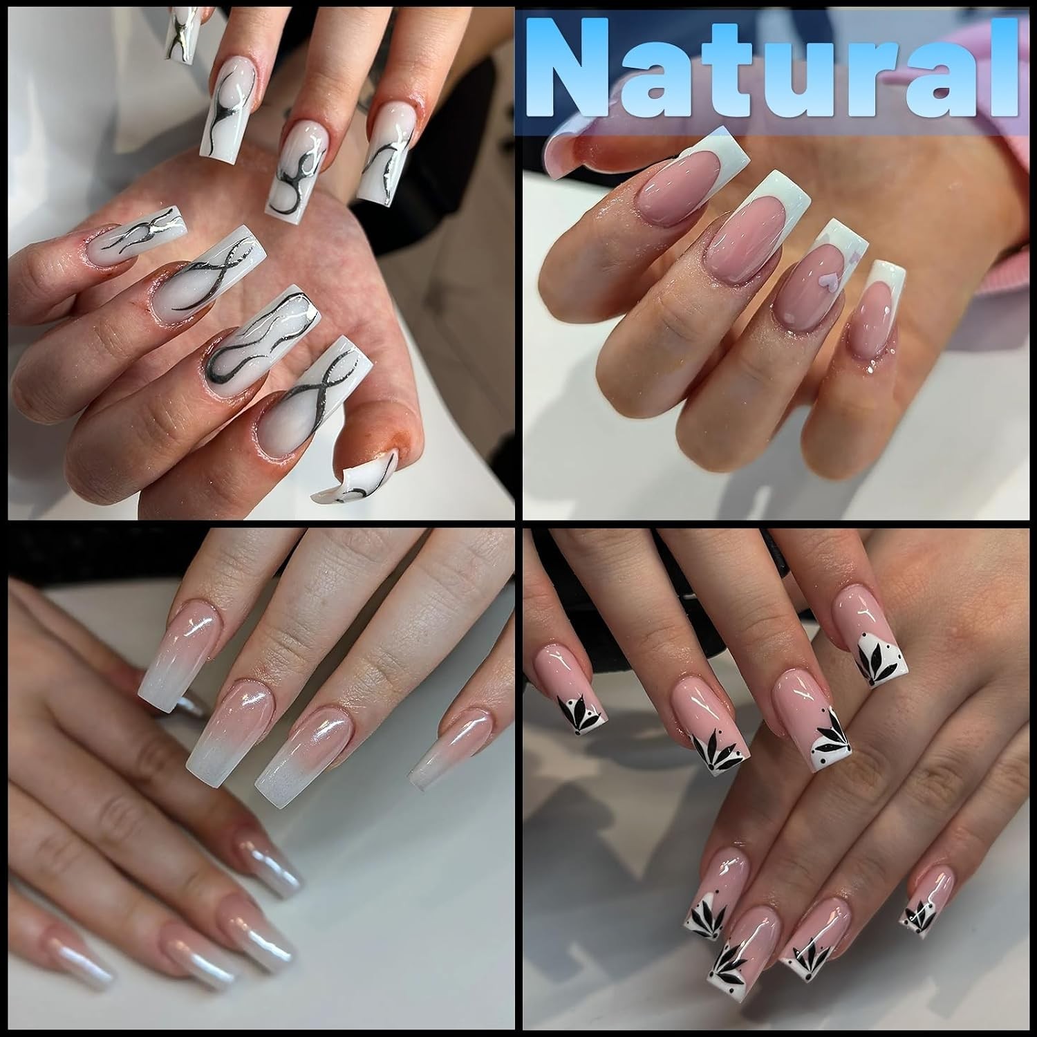 240Pc Square Gel Nail Tips Short Fake Nails Clear Press on Nails Acrylic Nails