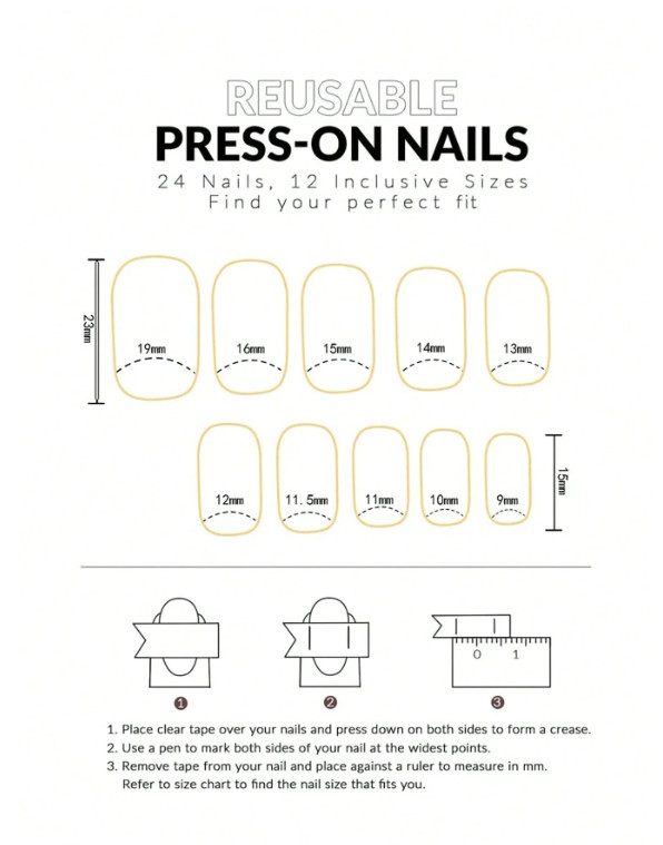 24Pcs Midi Geometric Floral Style Matte Yellow Nail Tips