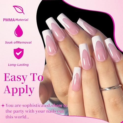4 Design French Soft Gel Toe Nail Tips Set,120Pcs White Pink Black Full Cover