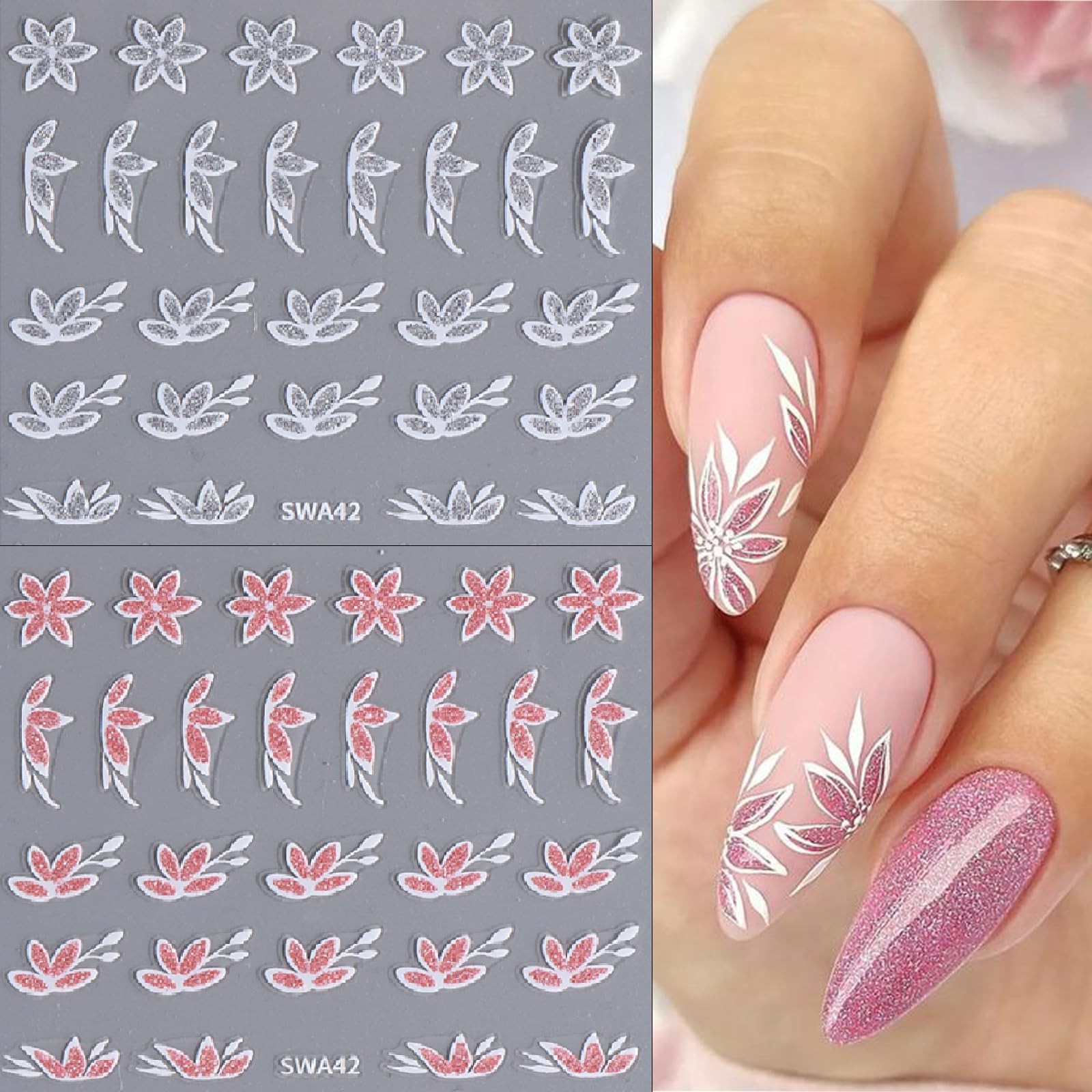 5 Sheets Nail Decals Flowers Petal Nail Art Stickers Spring Gilding Cherry Bl…