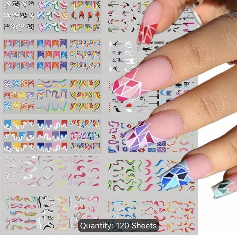 3D Nail Sticker Decal 120 Design Lot Nail Art Adhesive DIY Design Decor US Stock