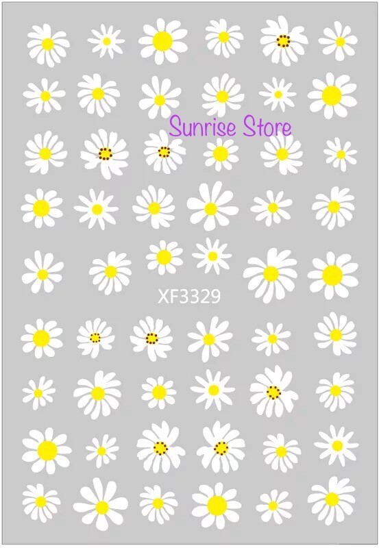 3D Nail Art Sticker Daisy Flower Floral Decals Manicure Peel & Stick DIY