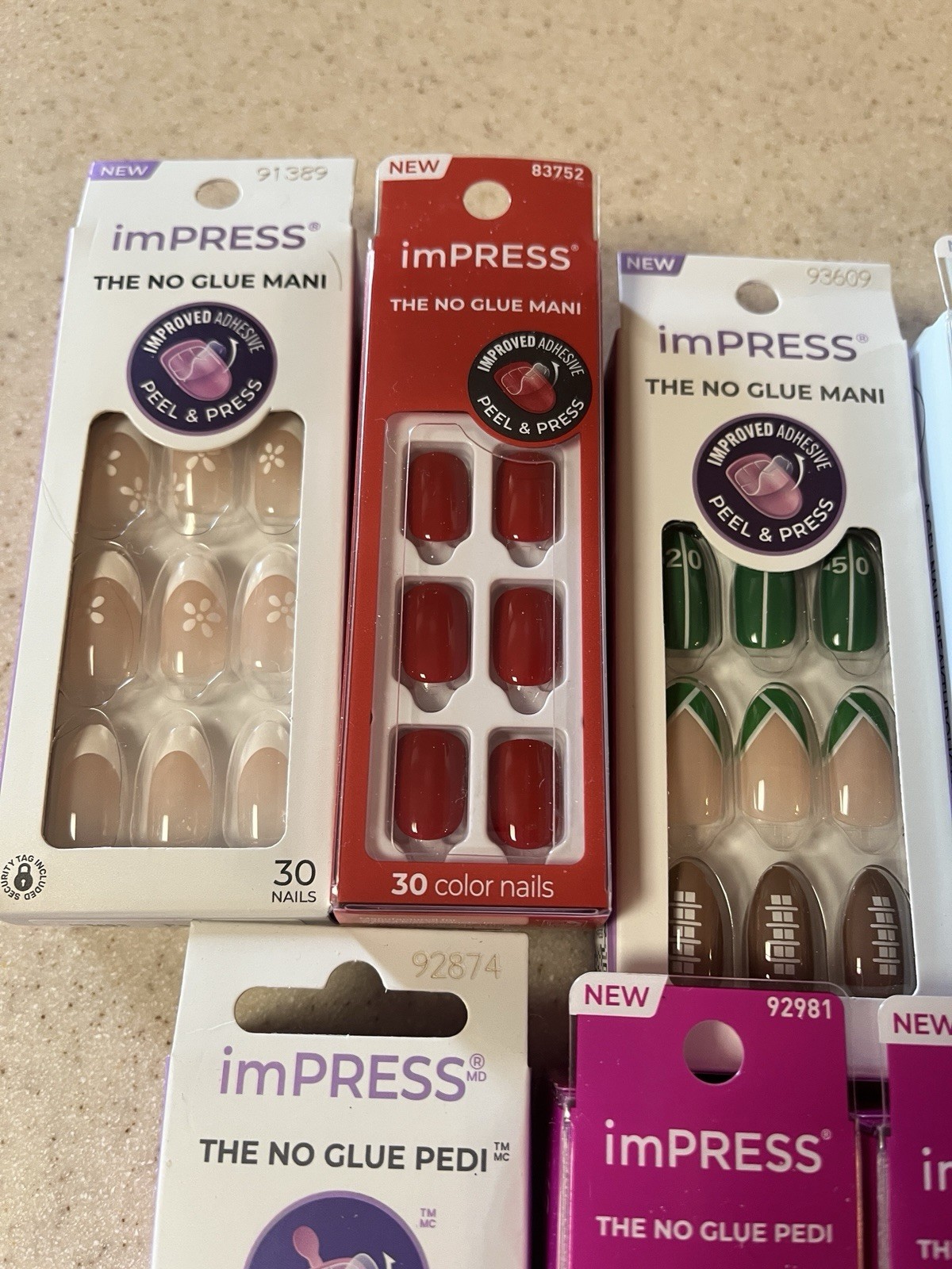 KISS Impress Lot Of 10 No Glue Mani-6 Pedi & 3 Color Street Nail Polish Strips