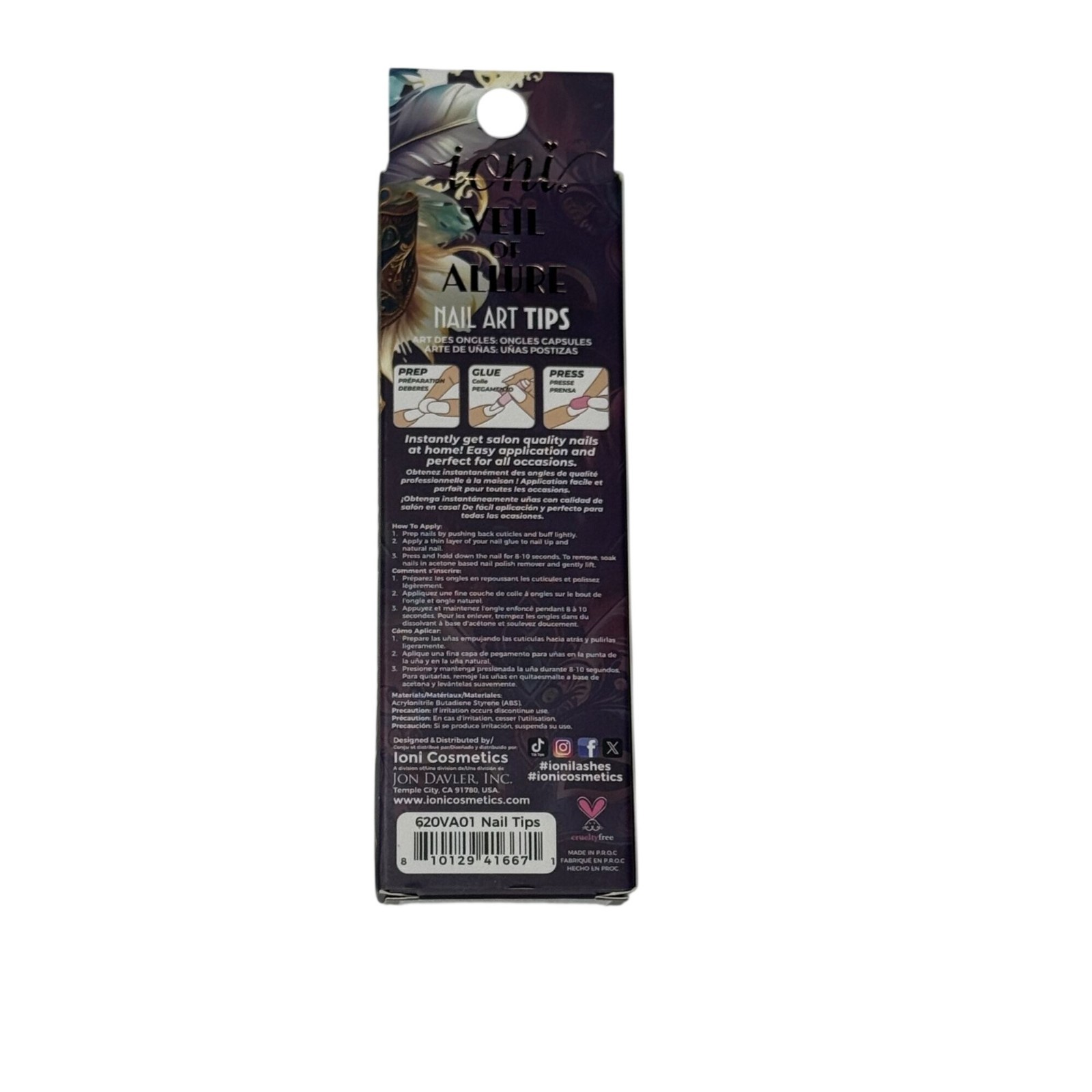 Ioni Press On Nails Almond Long Burgundy Gloss 12pc False Nails NWT