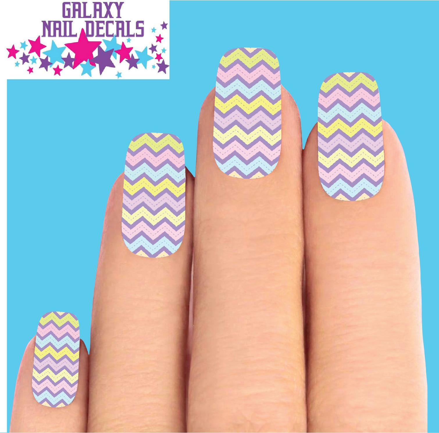 Waterslide Full Nail Decals – Set of 10 Easter Spring Chevron