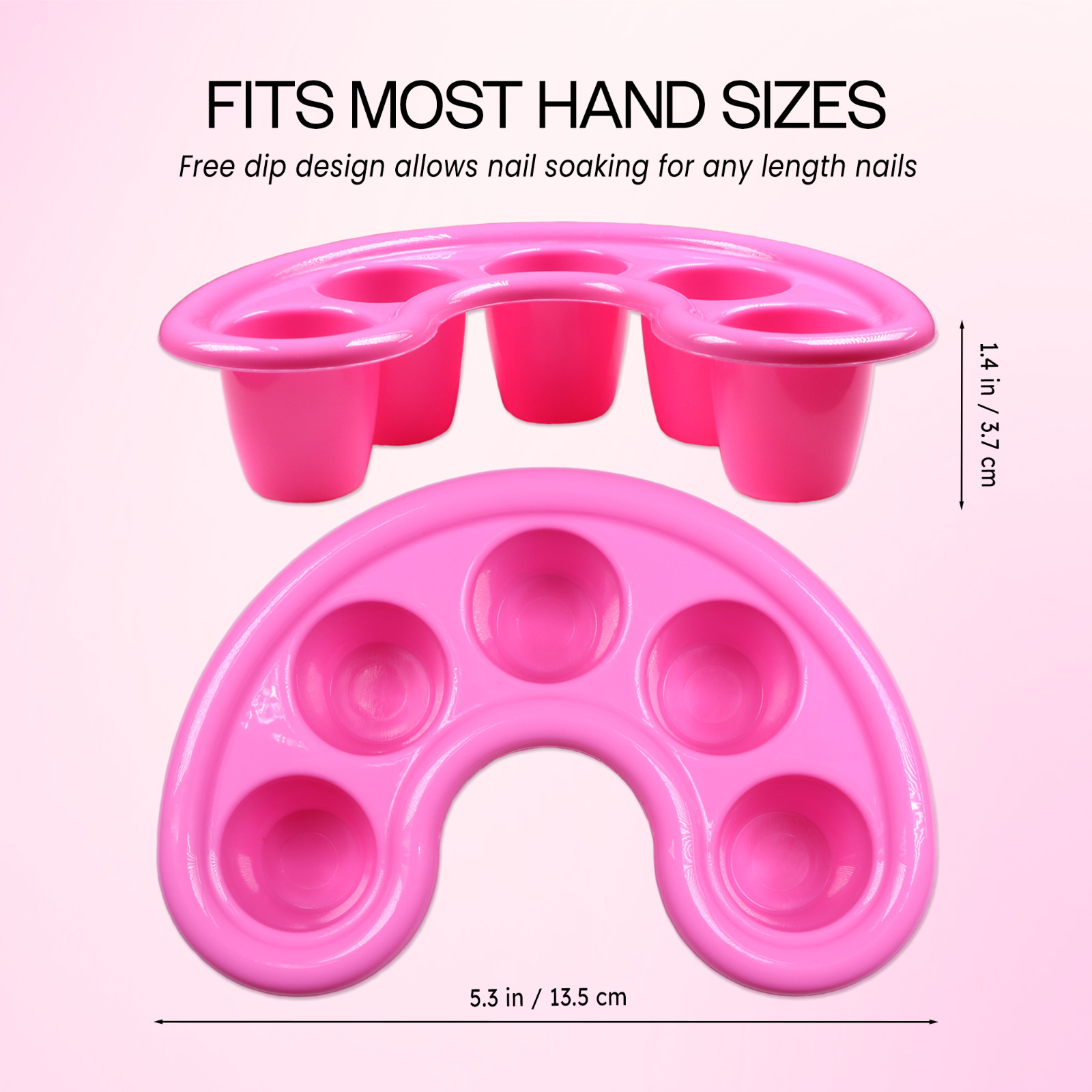 Beauticom Manicure Bowl Nail Art Hand Soak Treatment Tray Pink – 5 Finger Slots
