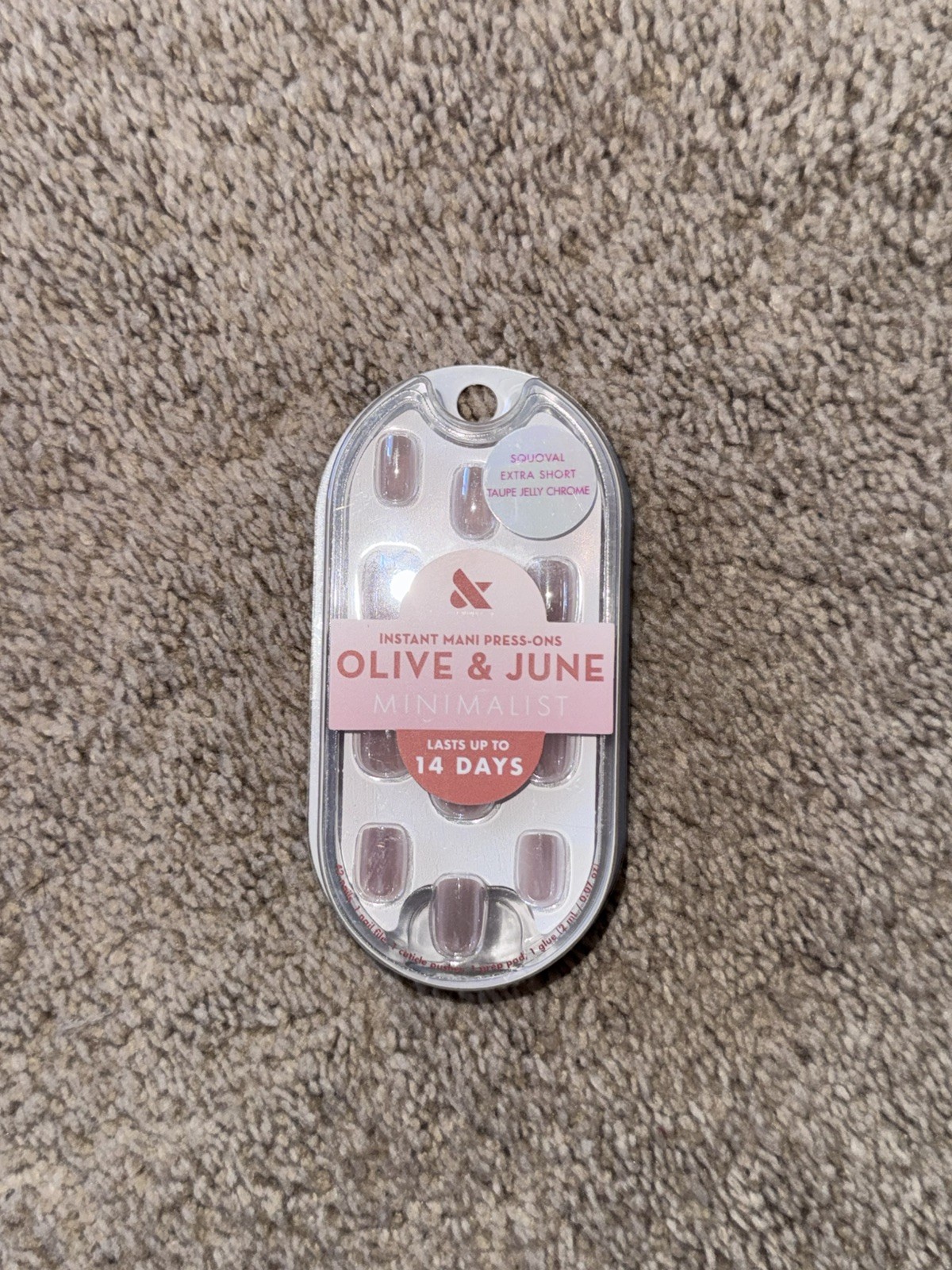 Olive and June Taupe Jelly Chrome Minimalist Instant Press-On Nails Extra Short