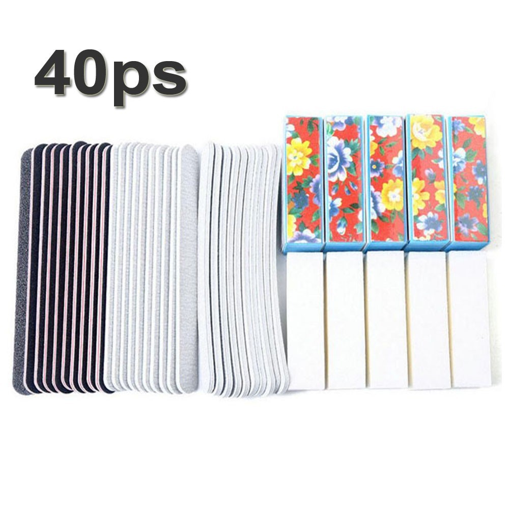 40pcs Nail art Sdpaper Brush Nail File & Buffer Kit Polishing Tool Soft Sponge
