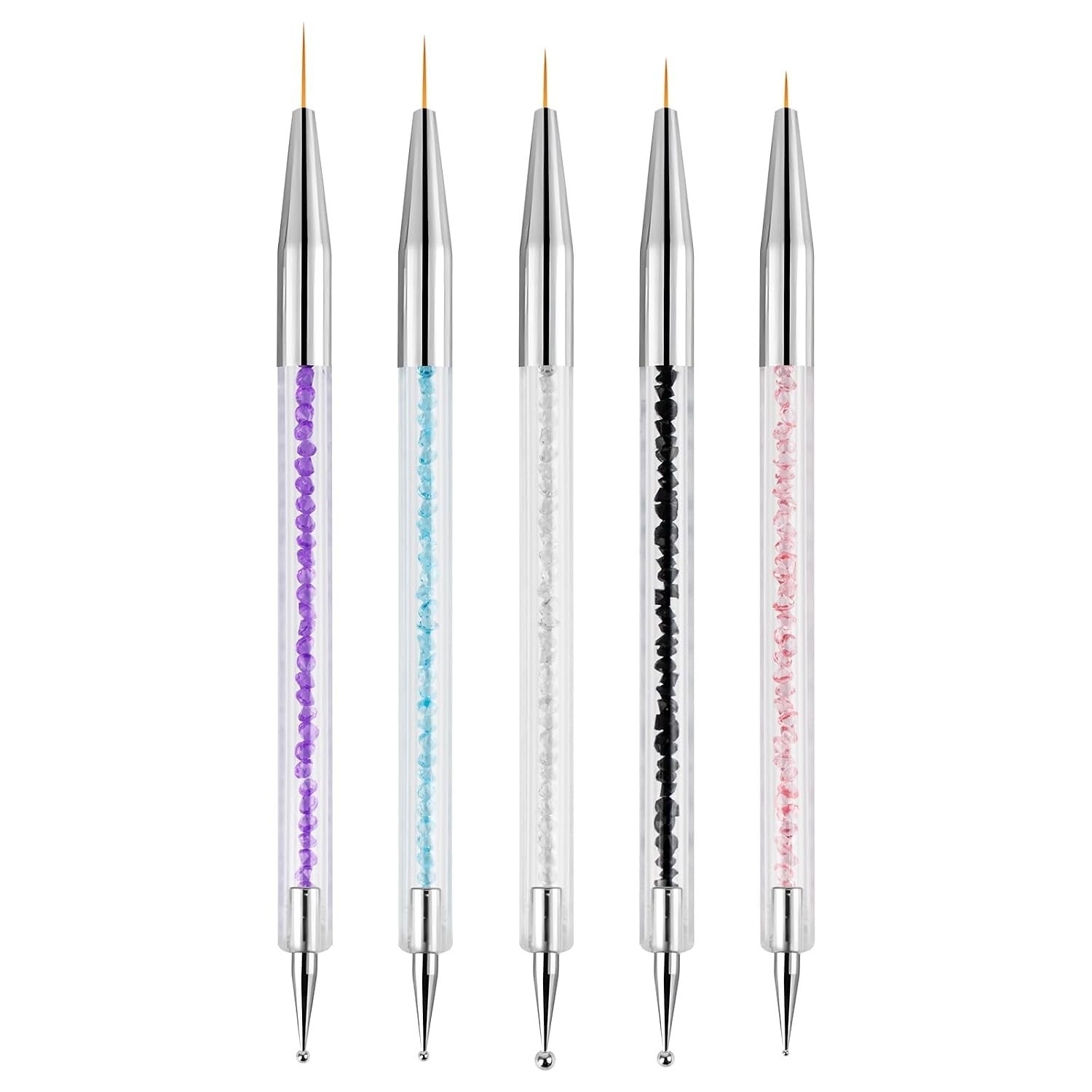 Nail Art Brushes 5PCS Nail Brush Set with Liner Brush and Dotting Pens for Ho…
