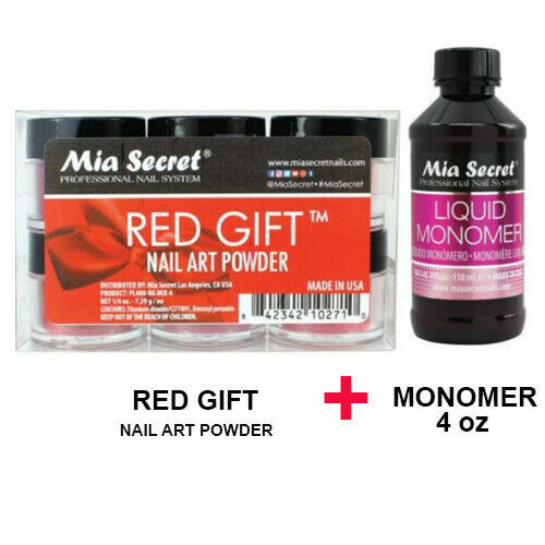 New Mia Secret Monomer 4 Ounce + RED GIFT Nail Art Powder 6 Colors Collection