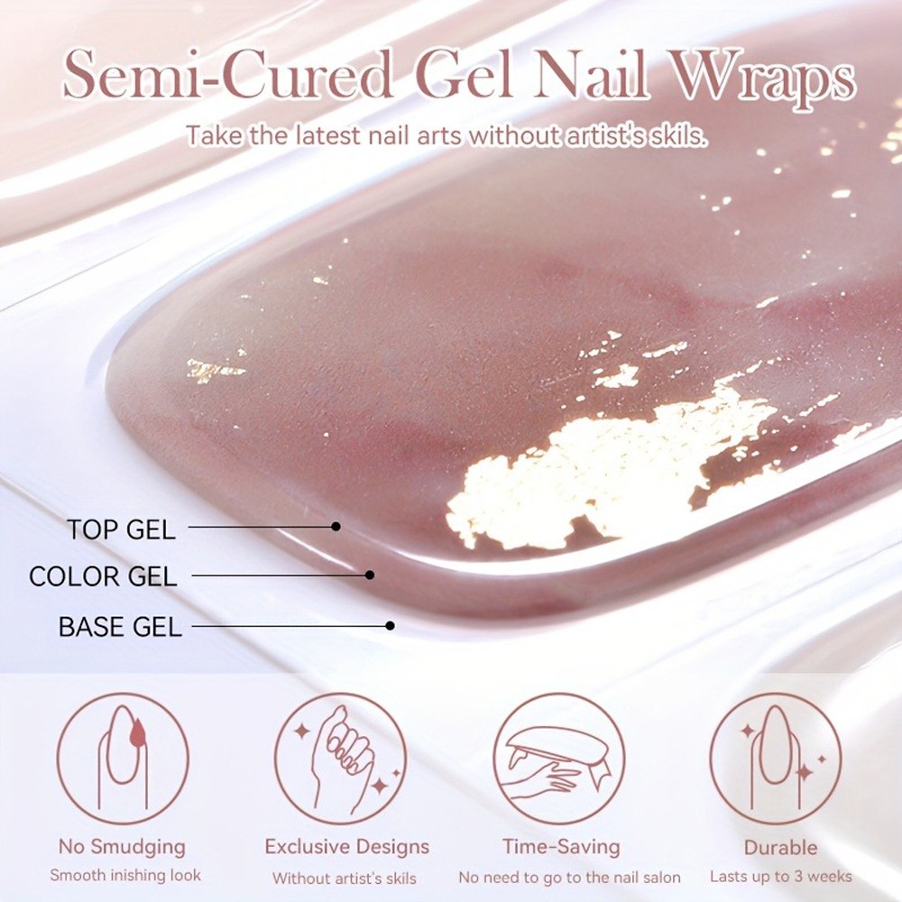 High Stability Durable Gel Nail Wraps Kit with UV Lamp for At-Home DIY Manicures