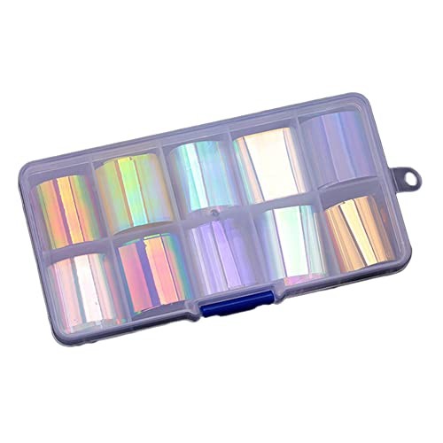 10 Rolls Iridescent Cellophane Nail Foils Holographic Nail Art Foil Transfer