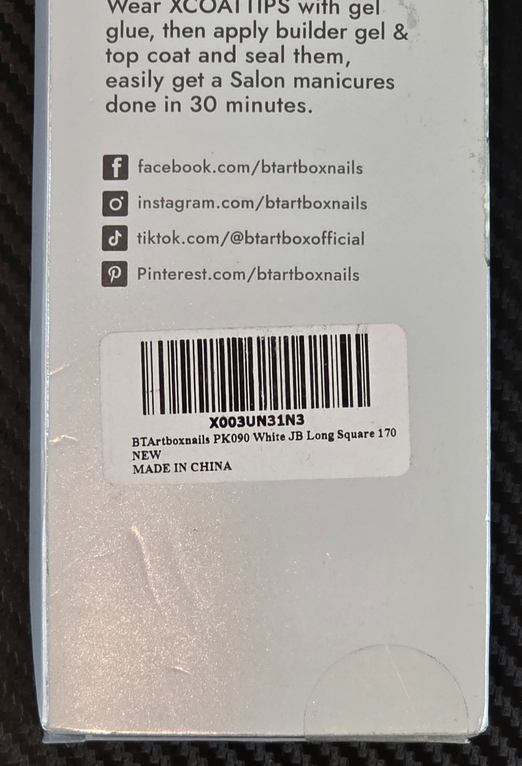 BTArt Box Nail X Coat Tips PK090 White Square Long Square Nails