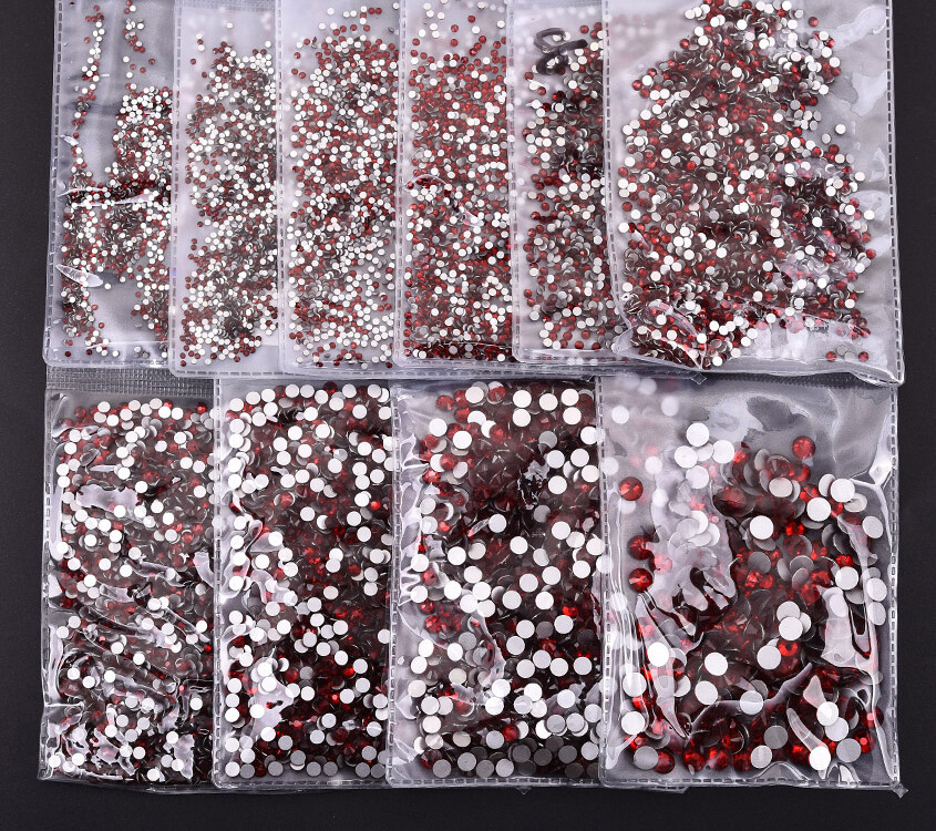 288 720 1440 pcs Crystal Siam Nail Art Rhinestons Flatback 3D Nails Decoration
