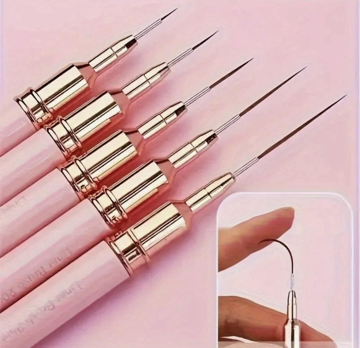5 Piece Nail Art Fine Brush Set Manicure DIY Nails