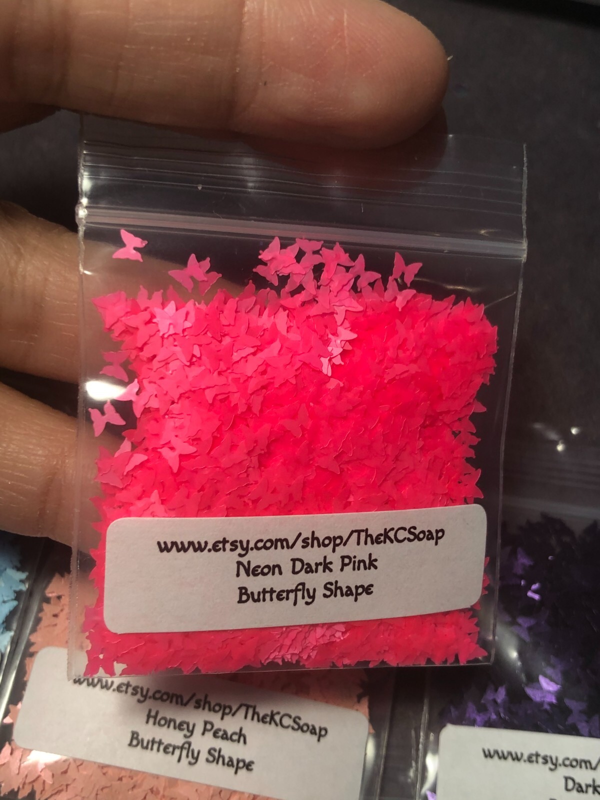 50g Solvent Resistant BUTTERFLY SHAPE Glitter NEON DARK PINK ART Nail Craft