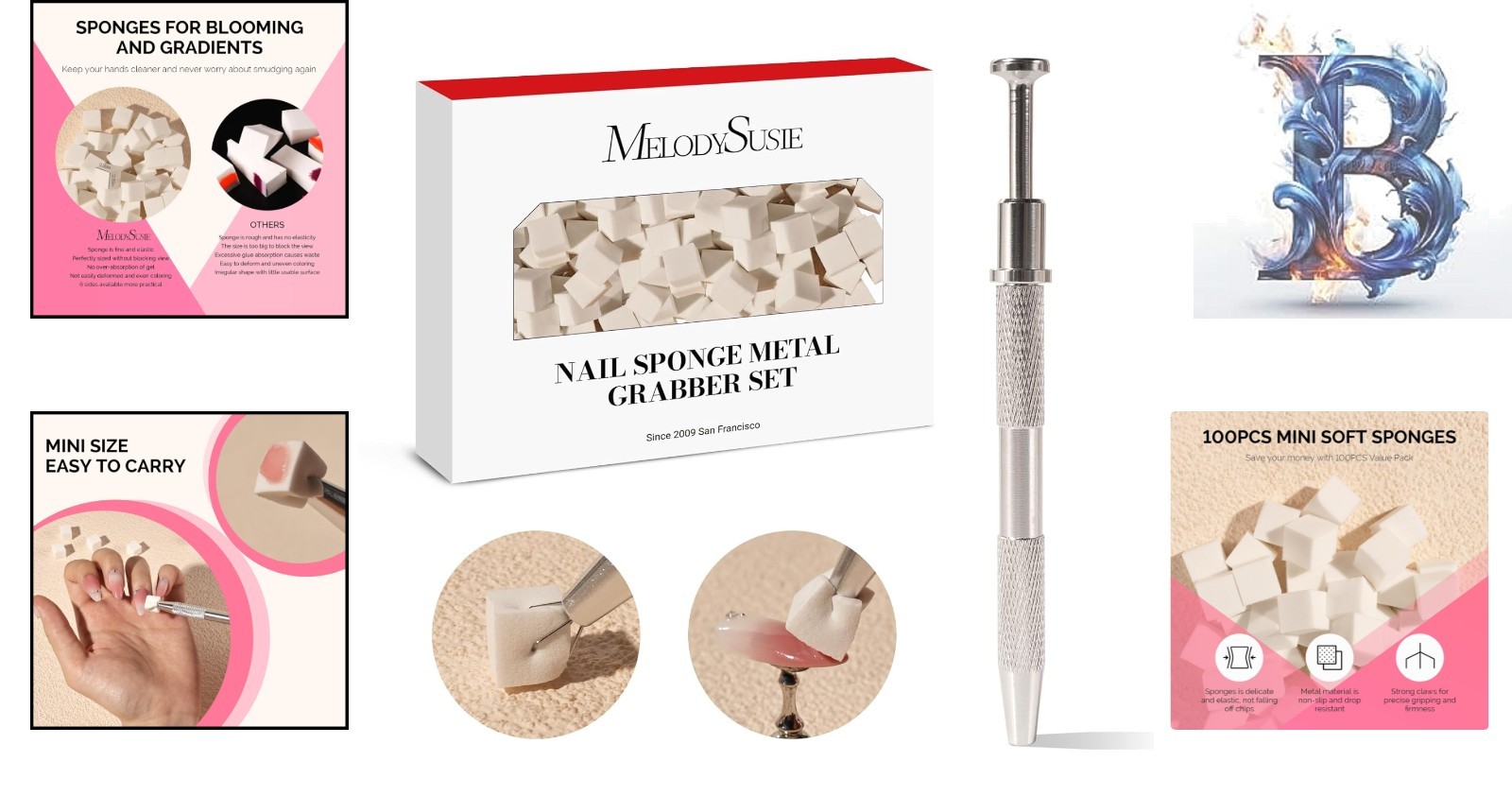 Professional Nail Art Sponges Set – 100PCS for Gradient and Blooming Designs