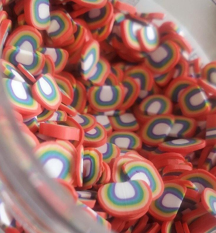 Tiny Clay Rainbows nail charms, small crafts, Pride Nails, Shaped Clay Slices