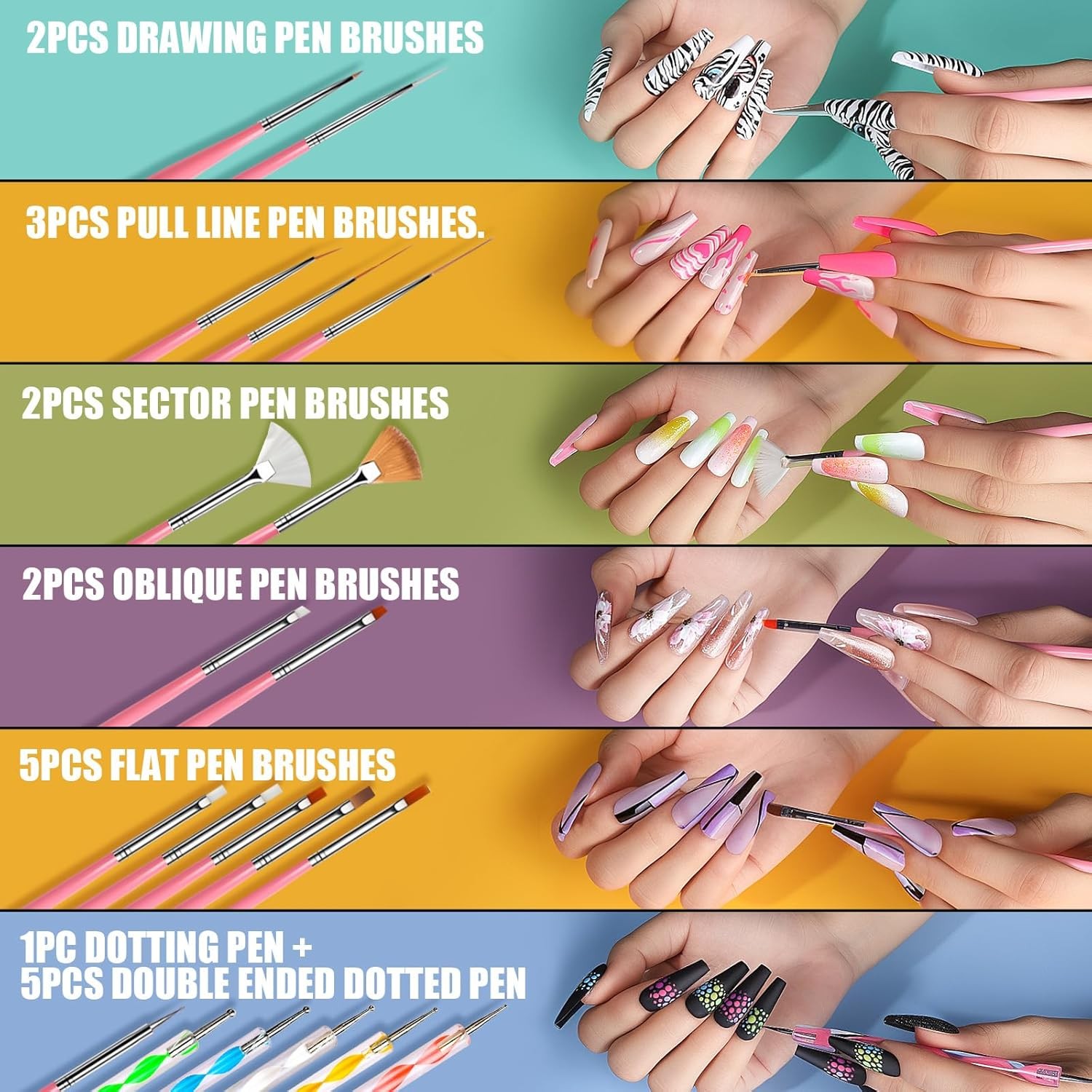 Teenitor Nail Kit: Chrome Powder, Almond Tips, 3D Gel, Tools – Beginner