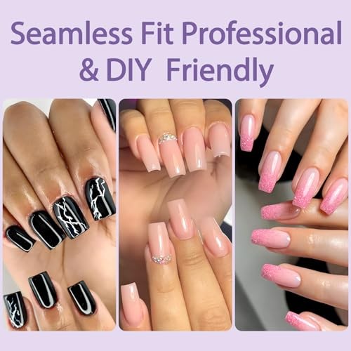 Press on Nails Square, 576PCS Square Press on Nails Multicolor Medium Square