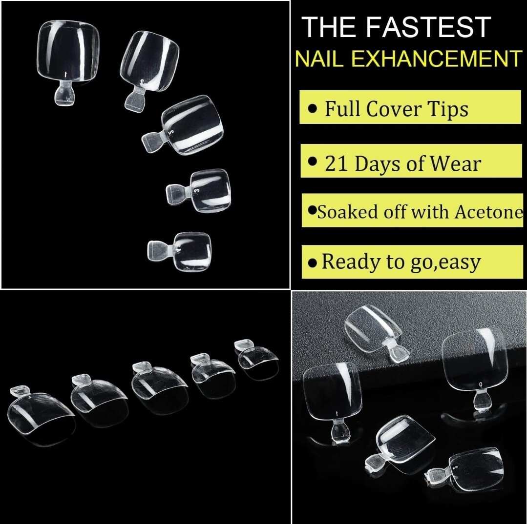 360Pcs Soft Gel Toe Nail Tips for Soak off Gel Extension Systems, Short Pre-Shap