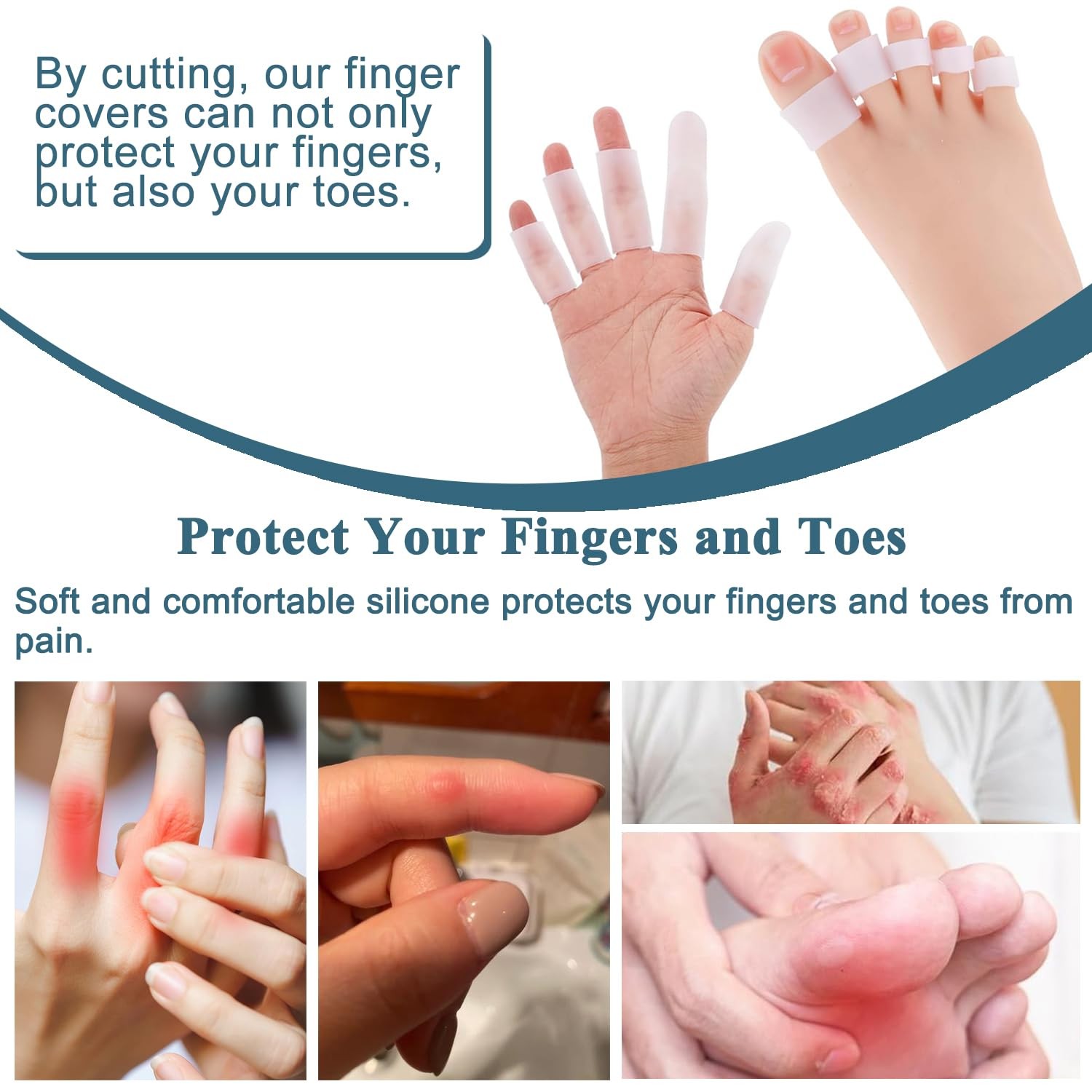 30Pcs Gel Finger Cots Silicone Finger Protectors Fingertip Bandages for Dry Skin