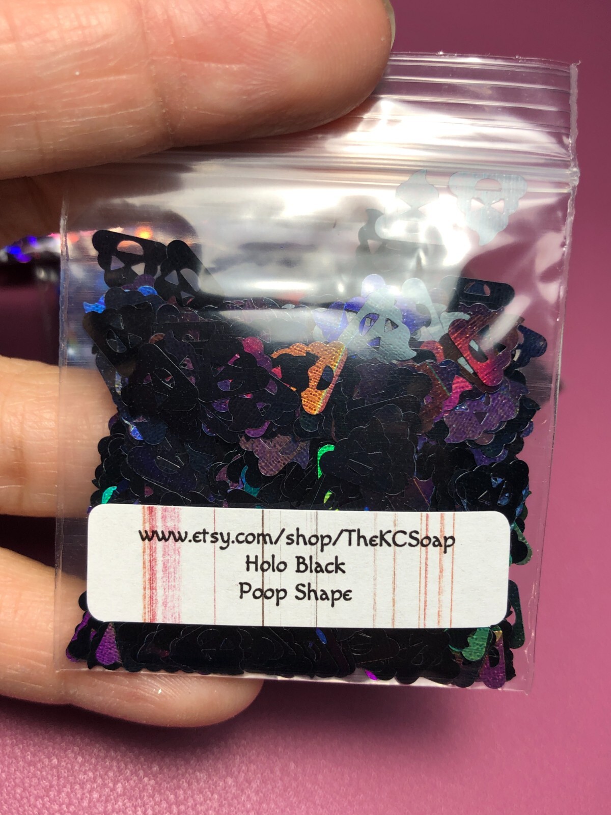 1OZ Solvent Resistant HOLOGRAPHIC BLACK POOP Shape Glitter Epoxy US Seller
