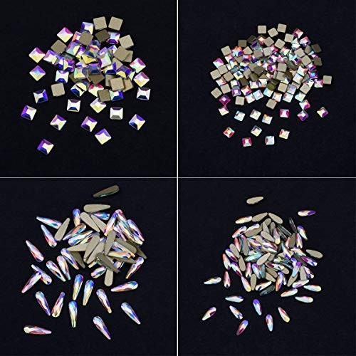 240pcs Flatback Crystals Mix – 12 Styles, Multi Sizes & Shapes for Nail Art, Cra