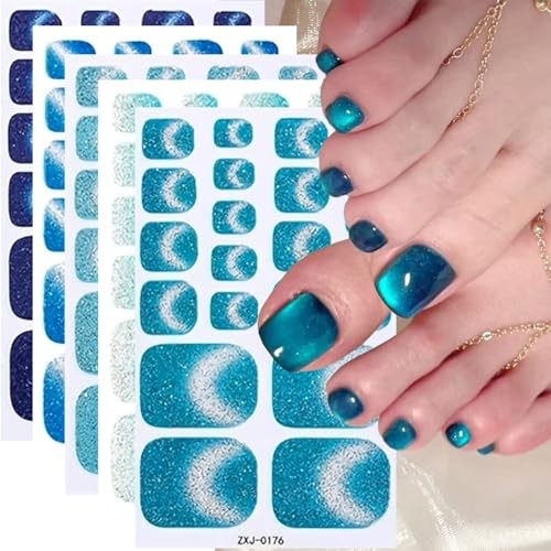 Toe Full Nail Wraps Gel Toe Nail Strips 5Sheets Full Cover Nails Wraps Style7