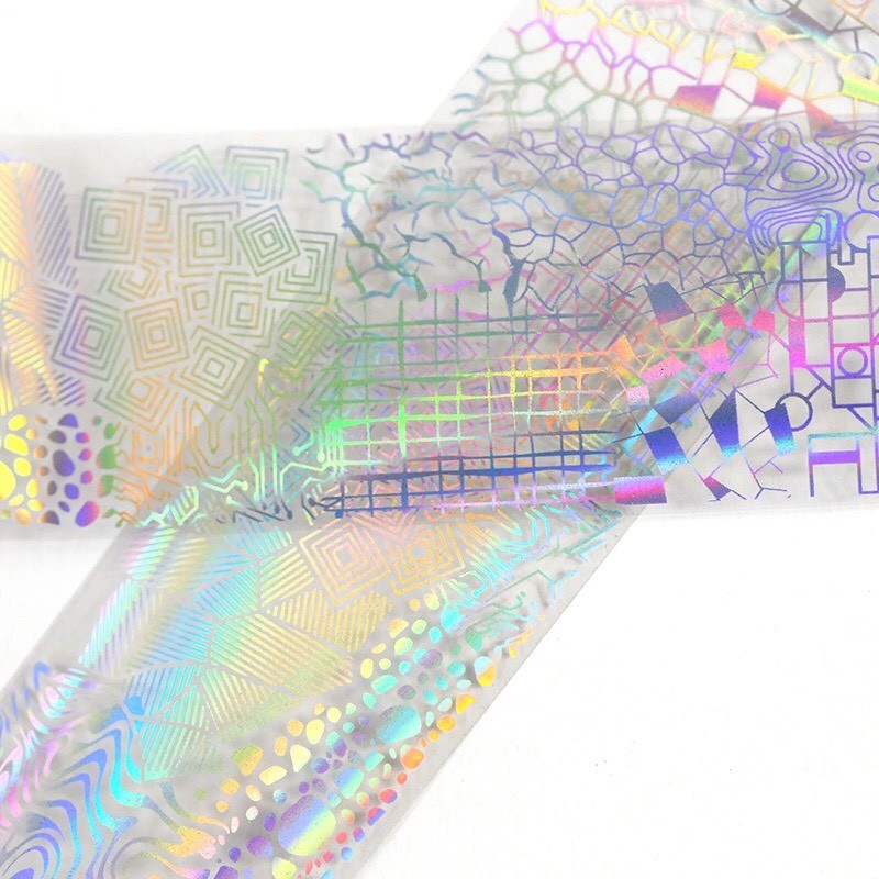 Holographic Waves Irregular Starry Nail Art Foil Transfer Foil Stickers >>3<<