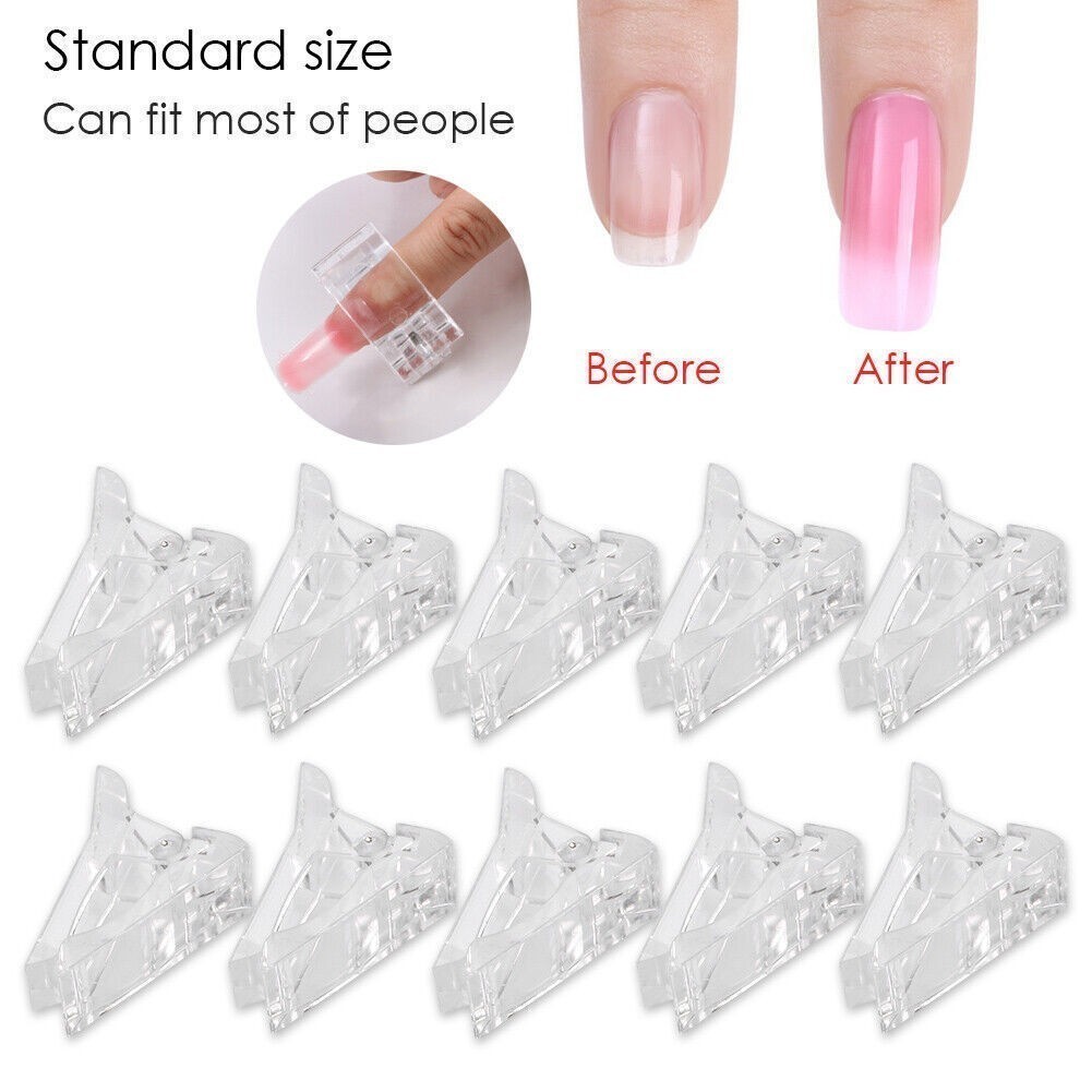 10pcs / Set Transparent Nail Tips Clips Quick Building Mold Clips Nail