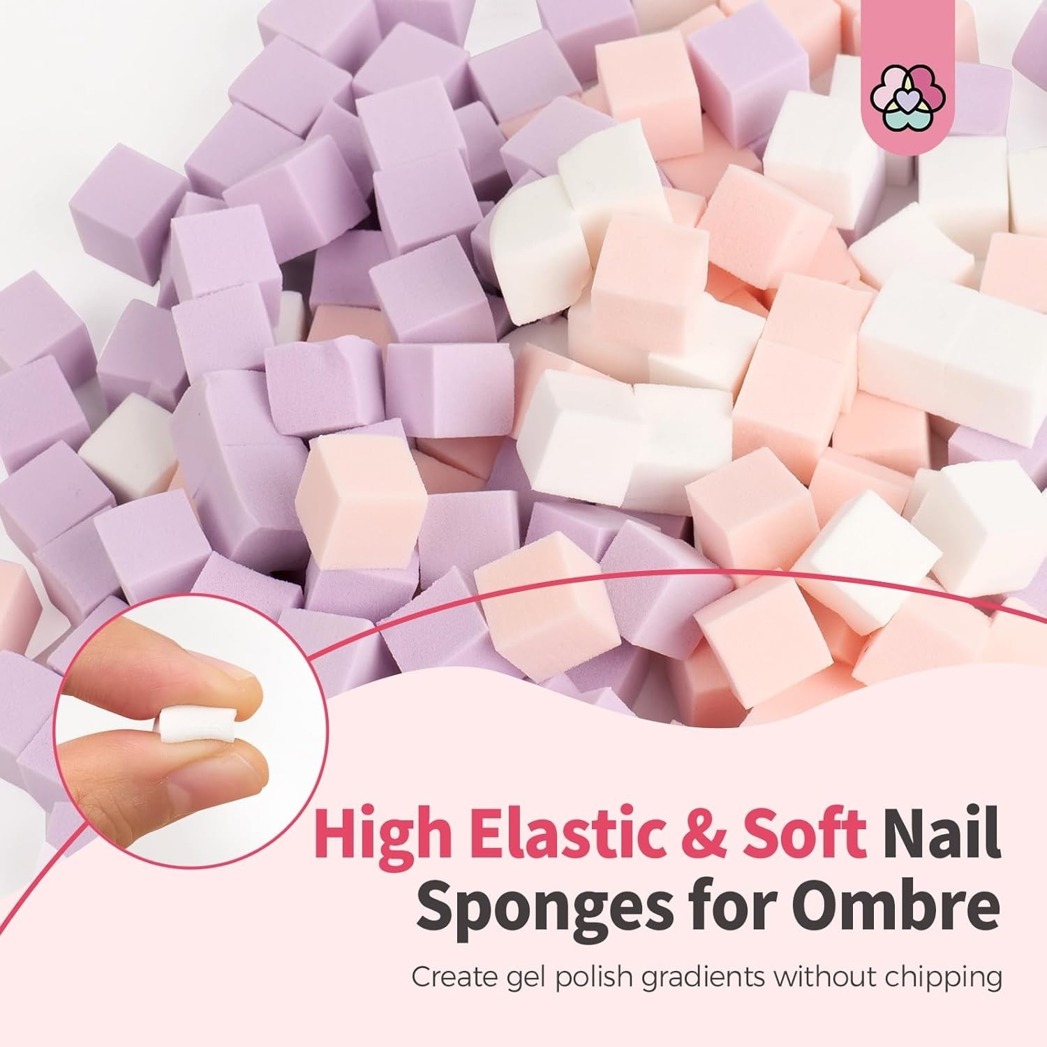 100PCS Ombre Nail Sponges with Grabbing Pen & Storage Box – Perfect for Artistry